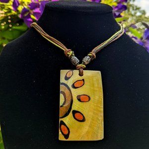 Vintage Painted Shell Sunshine Necklace